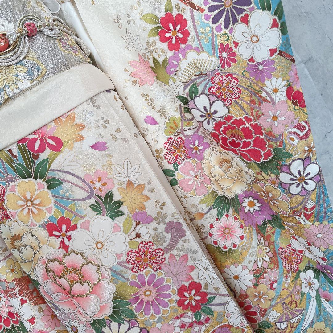 振袖　フルセット　本加工　豪華　成人式　華やか　帯　長襦袢　着物　二十歳　m2