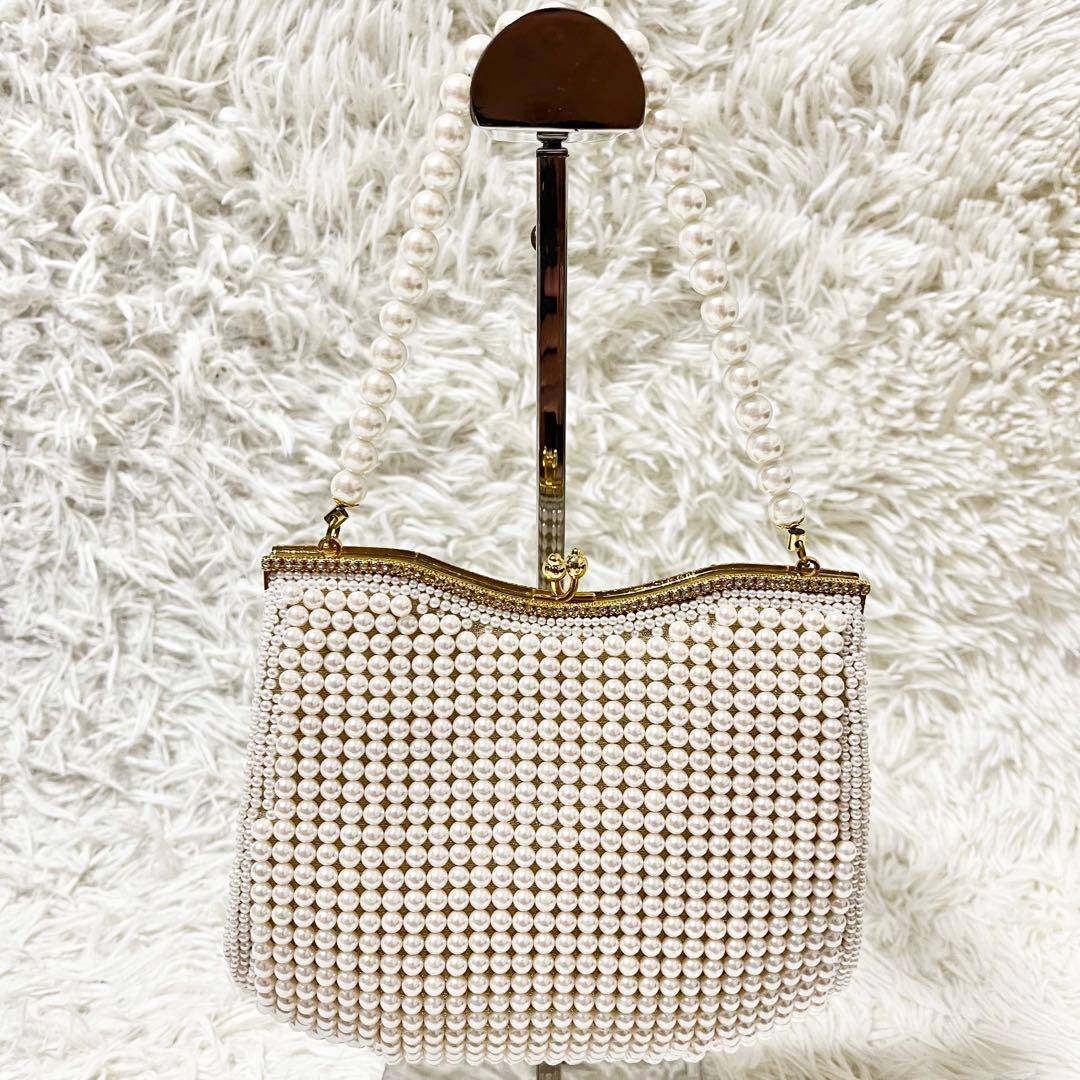 ✨極美品✨ Lumyはしもと 皇室御用達　パールバッグ ゴール金具　検査証付