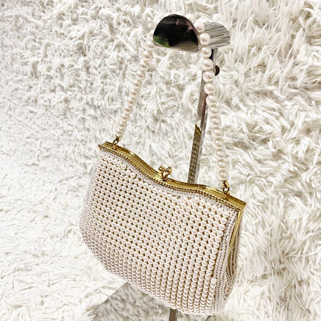 ✨極美品✨ Lumyはしもと 皇室御用達　パールバッグ ゴール金具　検査証付