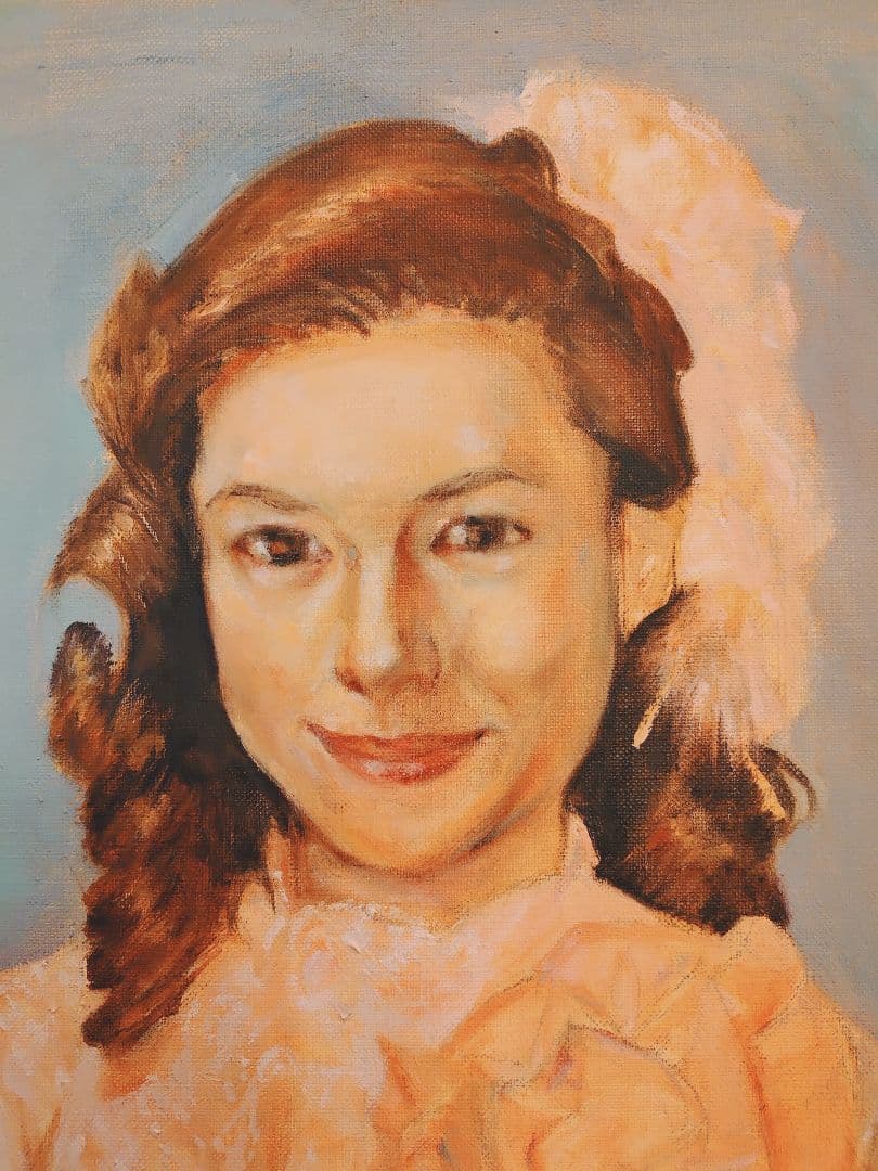 真珠夫人　肖像画　横山めぐみ　油絵　肉筆