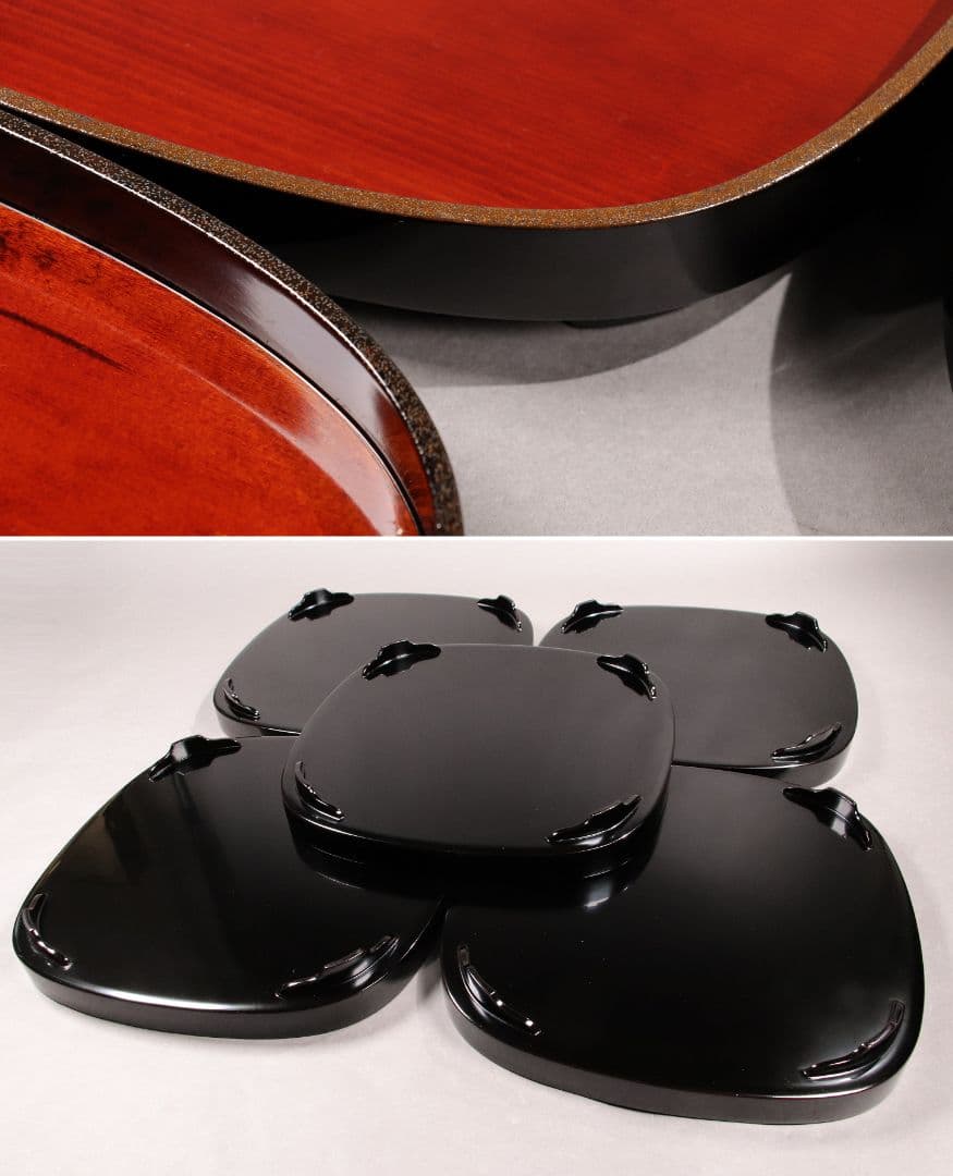 CG100 能登國輪島 布着本堅地 図替会席膳 五客 足付 木製漆器 雨宮桂月