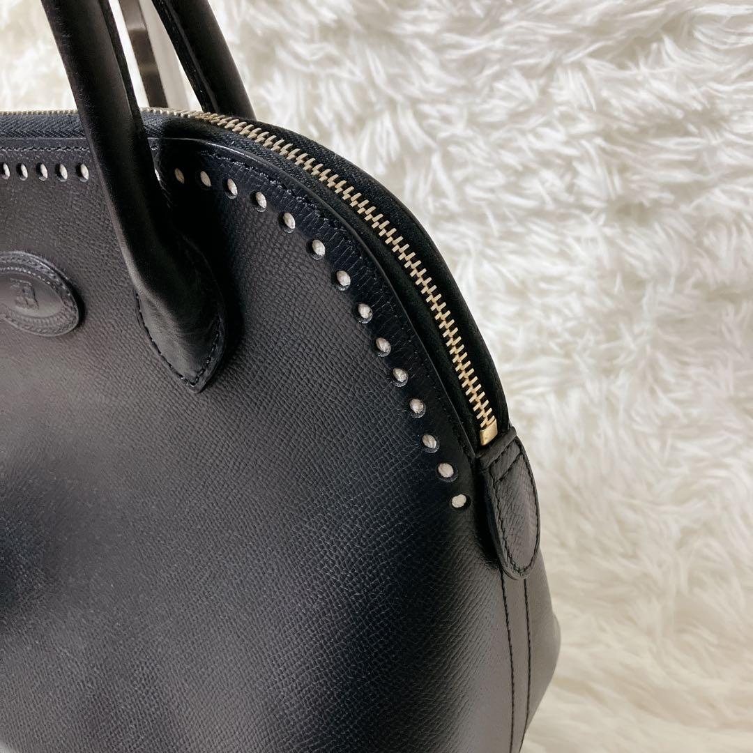 極美品 エットーレ ブガッティ ハンドバッグ ブラック レザー イタリア製