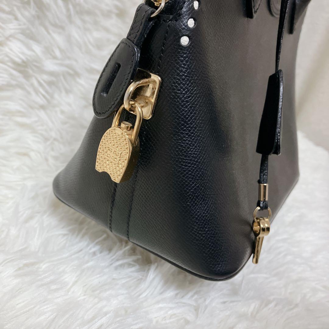 極美品 エットーレ ブガッティ ハンドバッグ ブラック レザー イタリア製