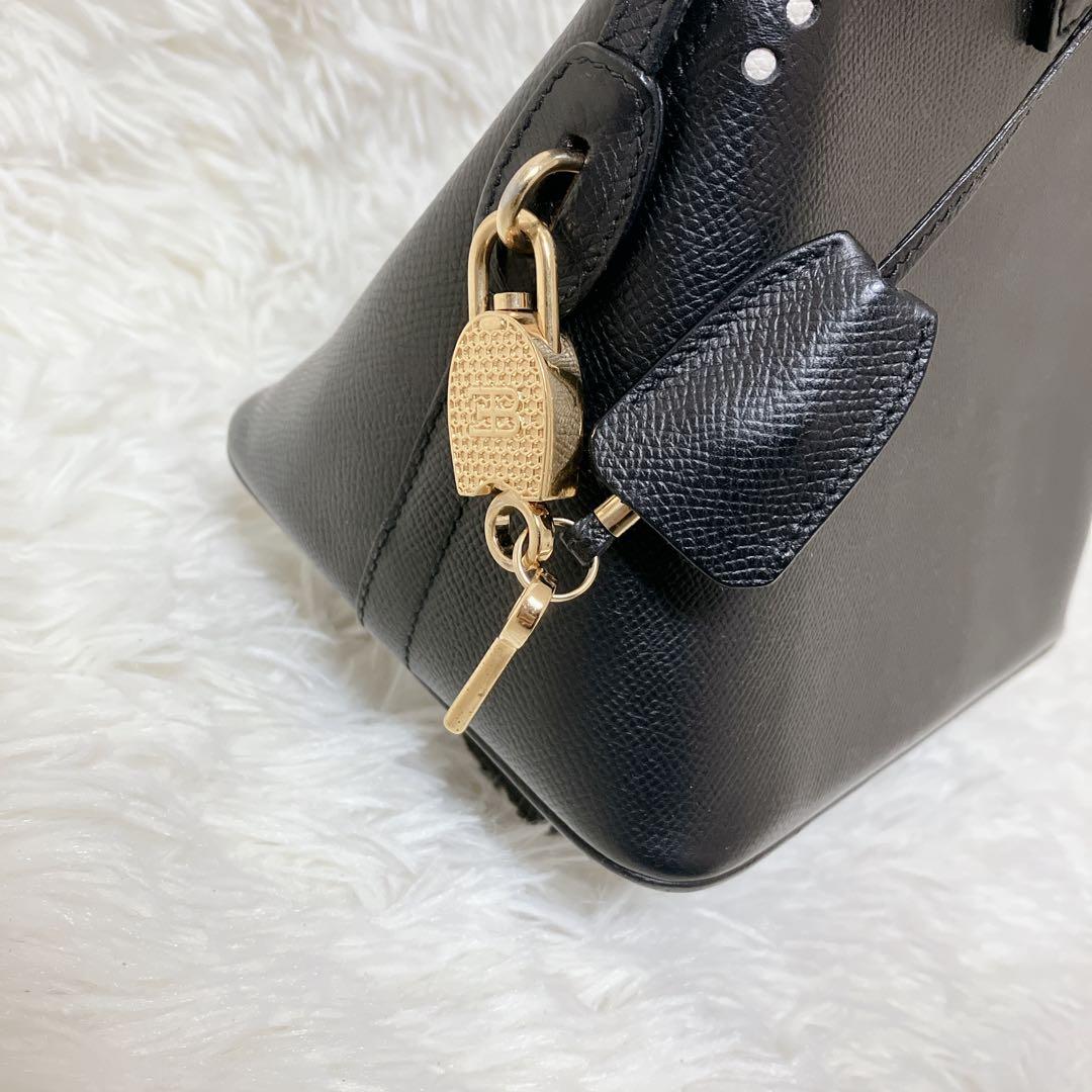 極美品 エットーレ ブガッティ ハンドバッグ ブラック レザー イタリア製