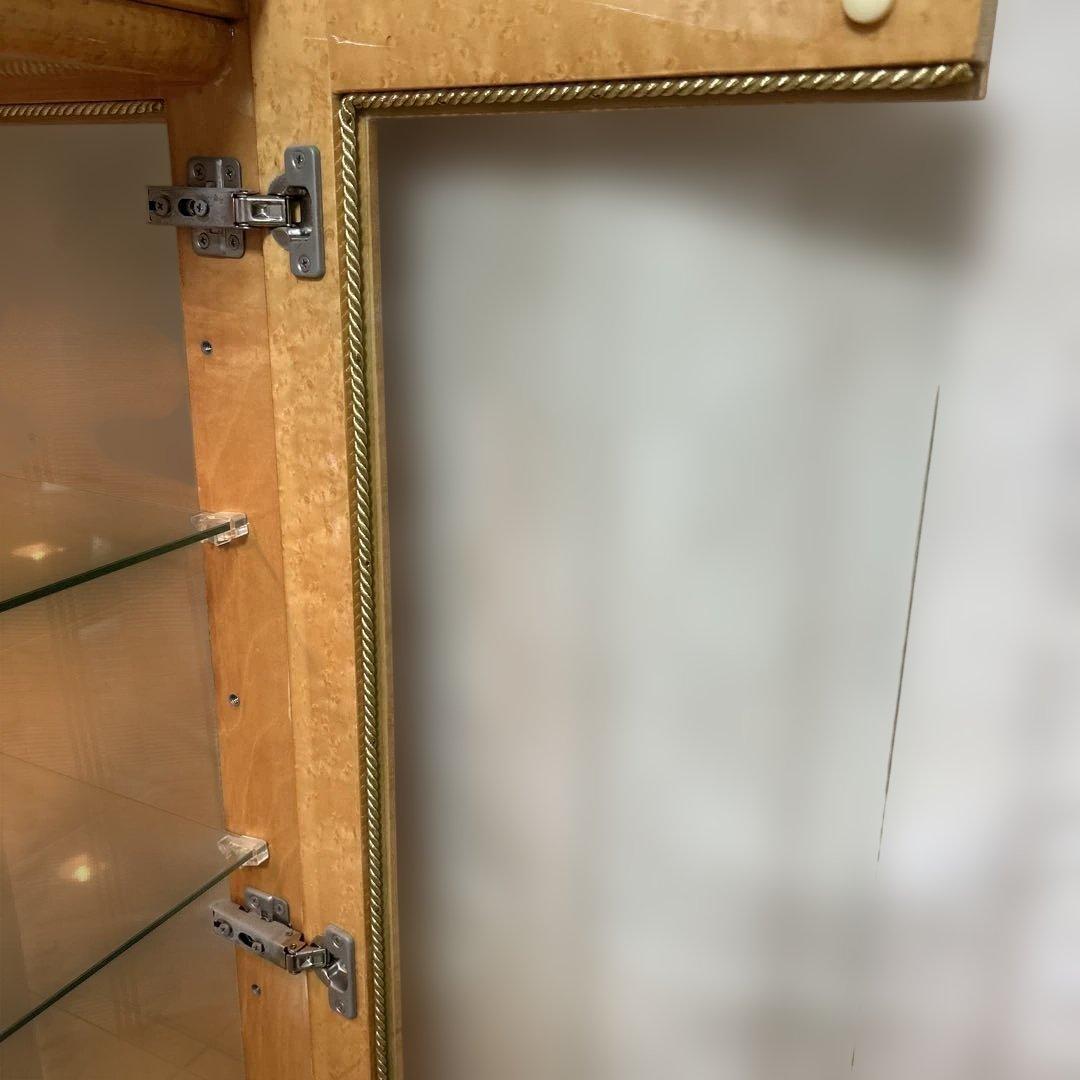 【最終値下げ】キュリオケース木製ガラスケース バーズアイ 高145横65奥行45