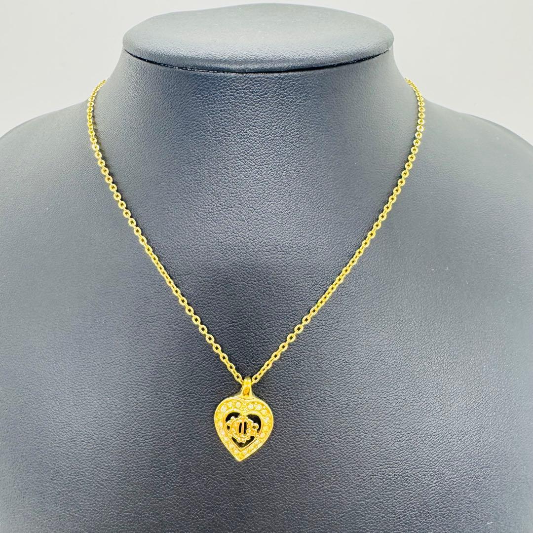 ✨Dior✨ディオール✨CD✨ハート✨ラインストーン✨ゴールド✨ネックレス✨