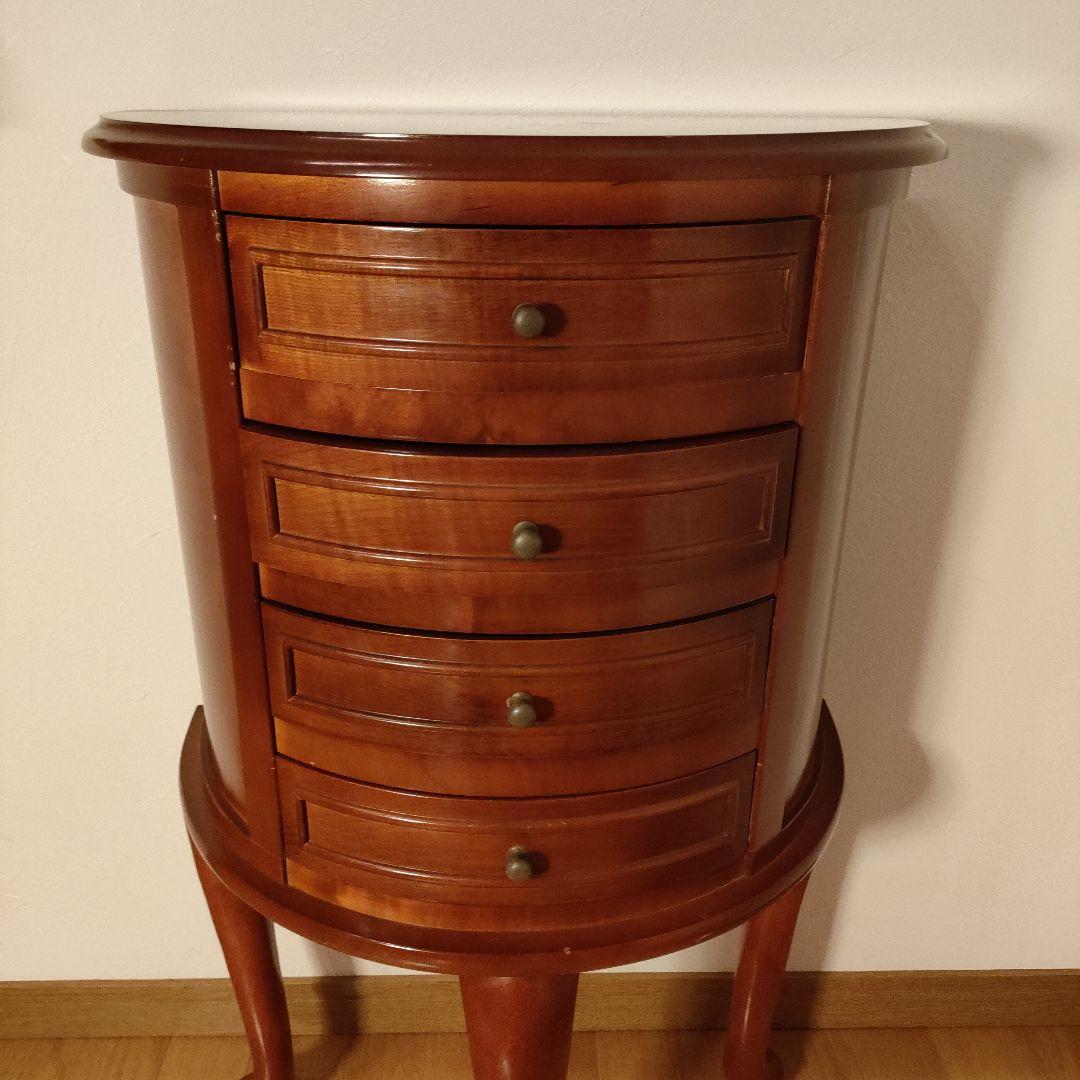 アンティーク調 木製 猫脚 ジュエリーチェスト 4段 半円 猫足 3本足