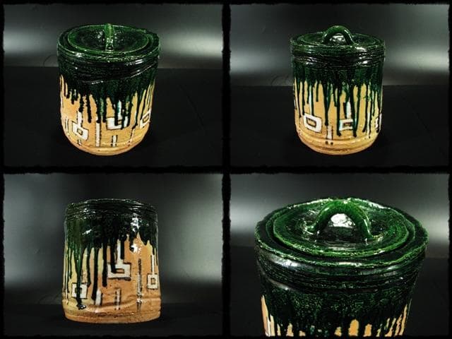 佐々木 輝夫 虚室 おりべくすり 水指 織部 楽焼 茶道具 d128