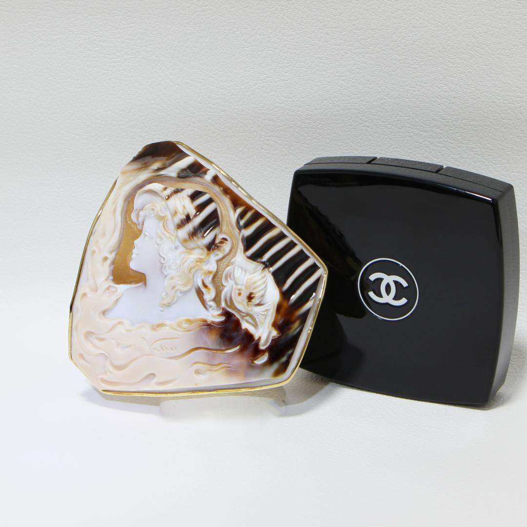 18金 K18 三層シェルカメオ 帽子 シェル　カメオブローチ　ペンダント