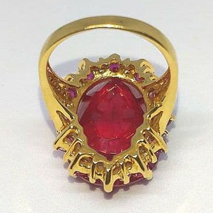 天然ブラッドレッドルビー （24.25Ct）サファイアS925 24k仕上 指輪