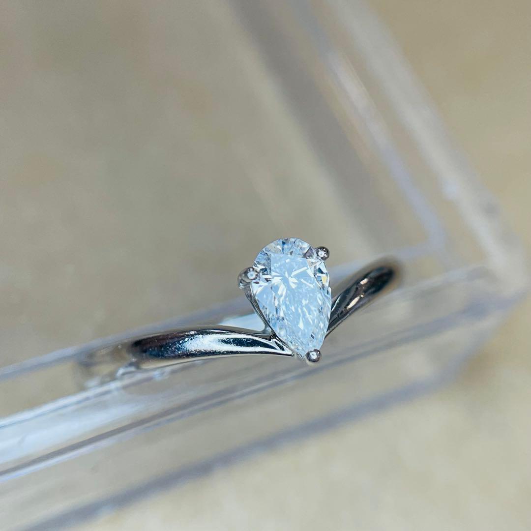 【GSTV】 一粒 ダイヤ リング 0.30ct ペアシェイプカット