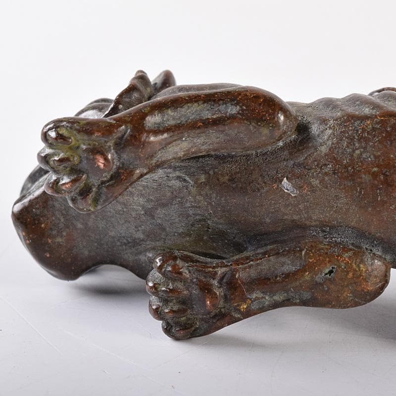 中国　古銅宣徳銅　獅子　神獣　紙鎮　置物　C　7464