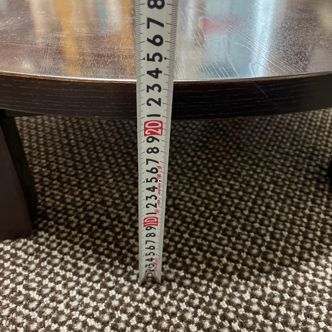 昭和レトロ　古道具　ちゃぶ台　円形木製座卓 ダークブラウン 直径75cm