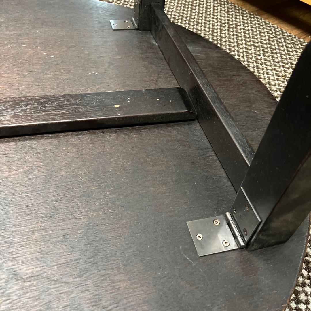 昭和レトロ　古道具　ちゃぶ台　円形木製座卓 ダークブラウン 直径75cm