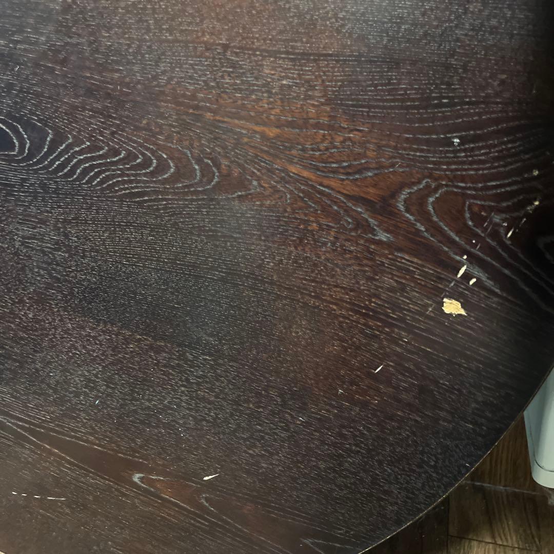 昭和レトロ　古道具　ちゃぶ台　円形木製座卓 ダークブラウン 直径75cm