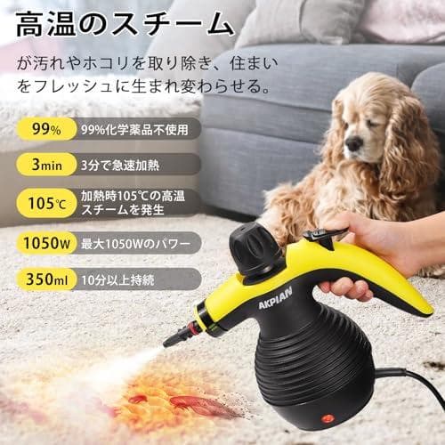 AKPIANスチームクリーナー、スチームクリーナー ハンディ、10ピースのアrm