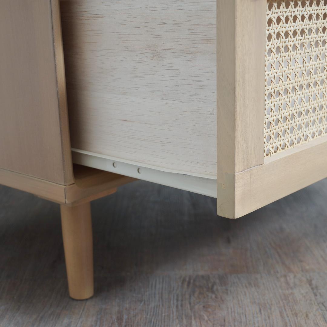 ミュウ　アジアンモダン　ラタンでかごめ編み　３段チェスト