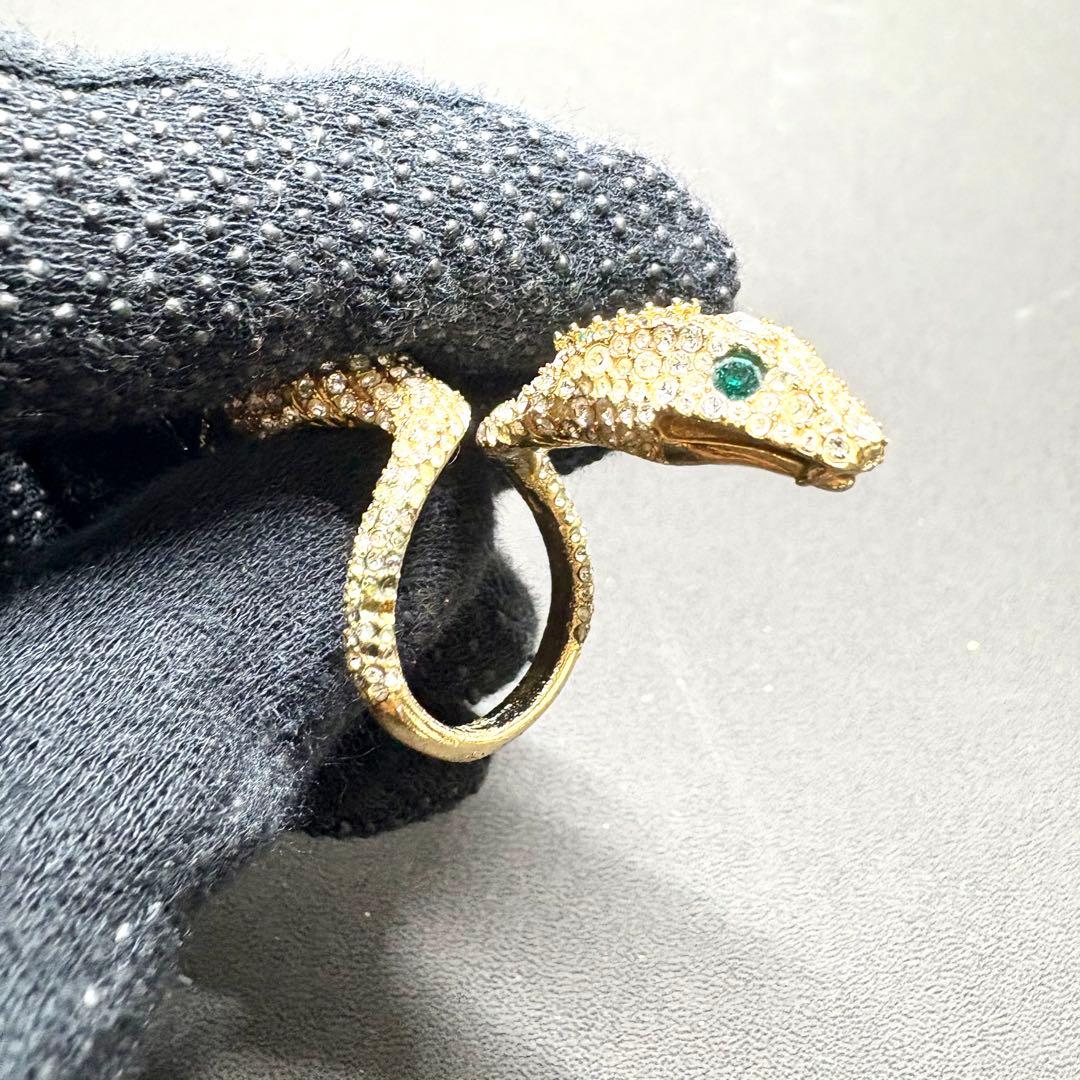 未使用保管品/希少✨グッチ 指輪 リング ラインストーン ヘビ スネーク