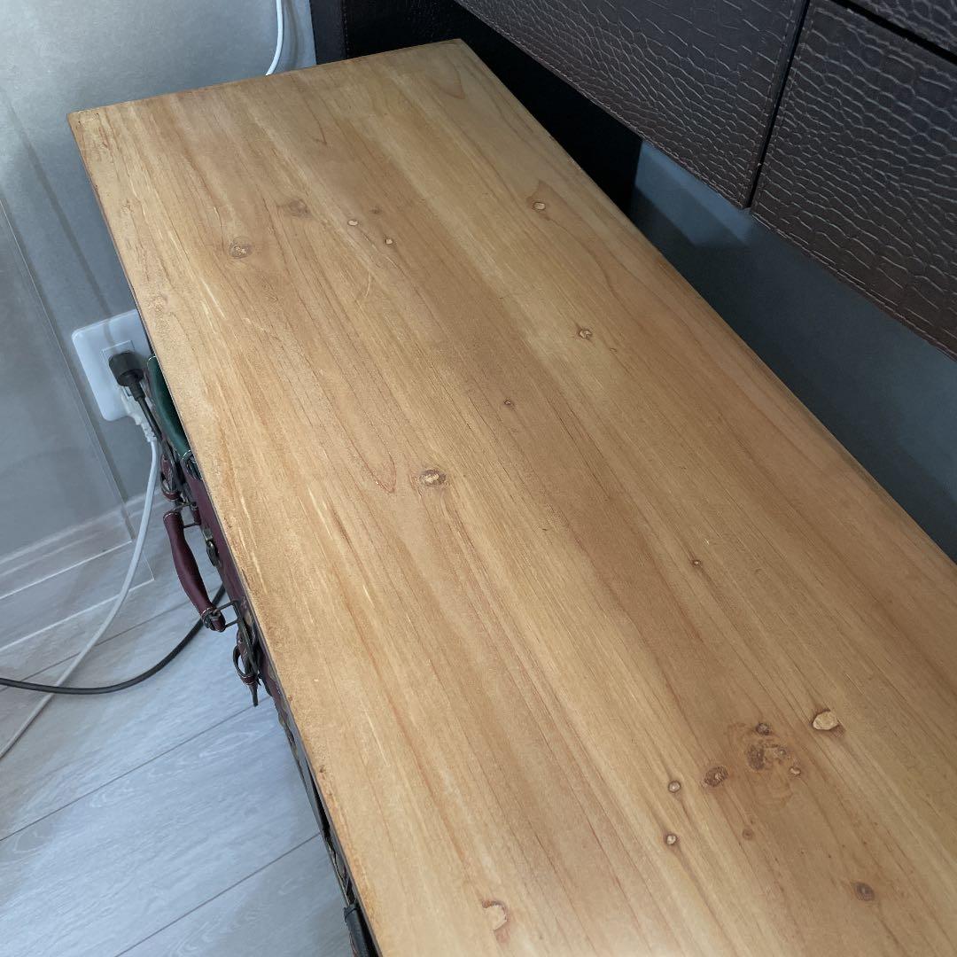 アンティーク調　収納ケース付テーブル兼チェスト美品（449）