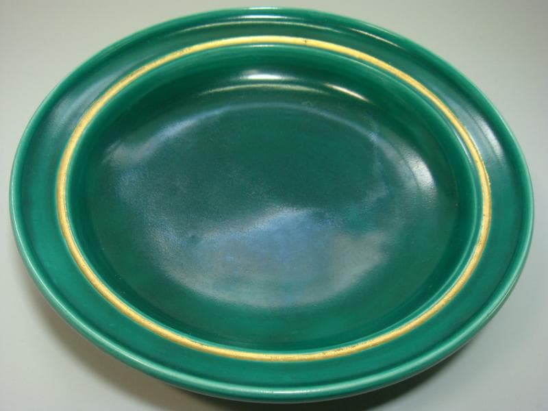 菓子器■青交趾「赤沢露石作」菓子皿 緑釉浅鉢 共箱 共布 古美術 骨董品■