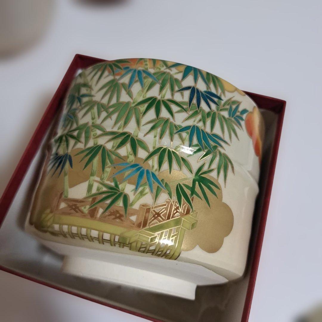 和巾セット、桑中次+筒茶碗2点+色無地着物+大徳寺画賛色紙+門松茶碗+炉柄杓