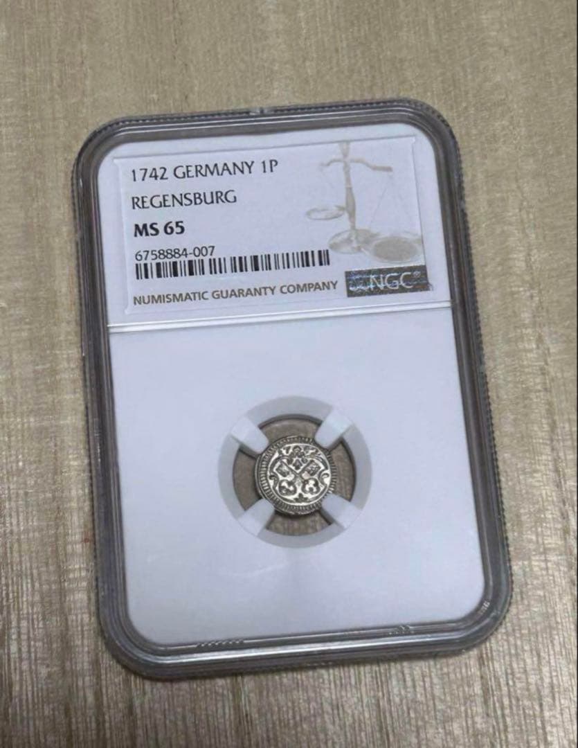 ドイツ　レーゲンスブルク 1742年 MS65 最高鑑定 希少早い物勝ち 大赤字