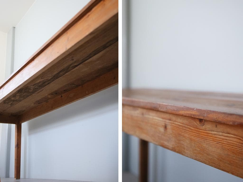 フランスアンティーク古木ダイニングテーブル/木製机/作業台/デスク(68-73)