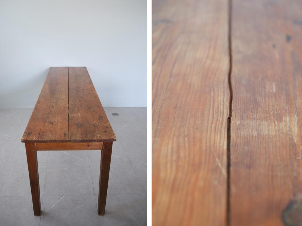 フランスアンティーク古木ダイニングテーブル/木製机/作業台/デスク(68-73)