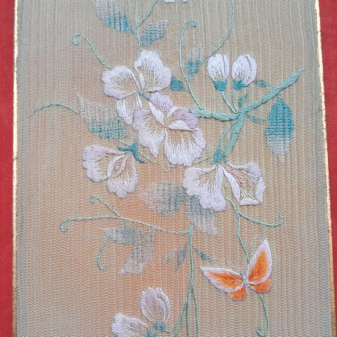 刺繍裂　刺繍　古布　ちりめん　縮緬　吉祥文様　着物　アンティーク