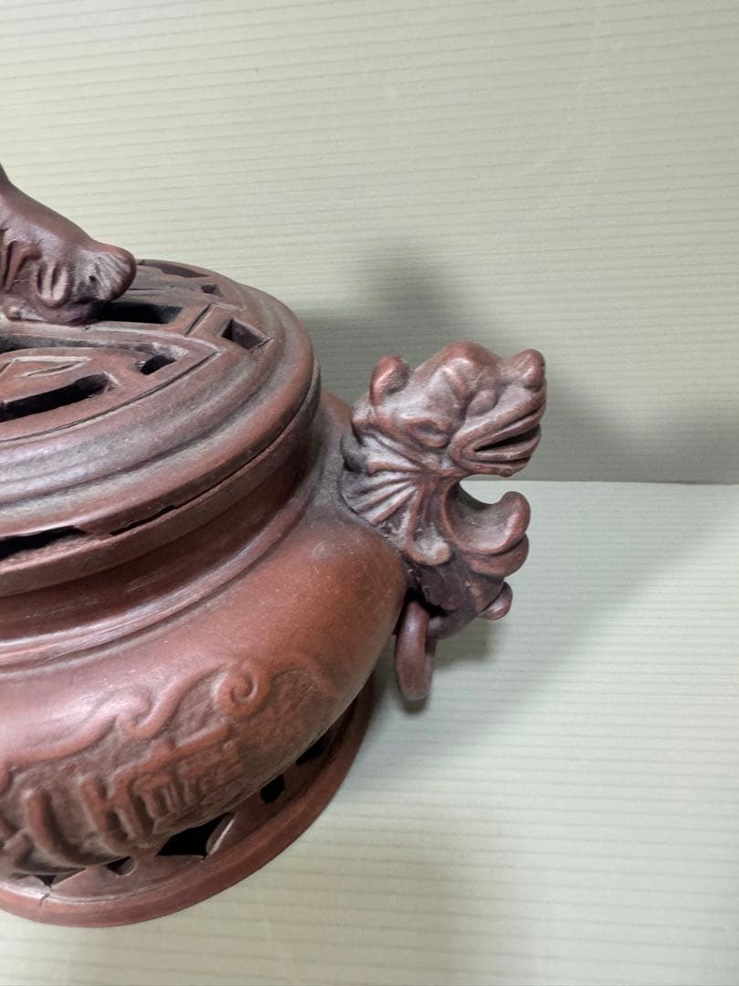 2276 中国骨董　大清乾隆年製銘　獅子　香炉　時代物