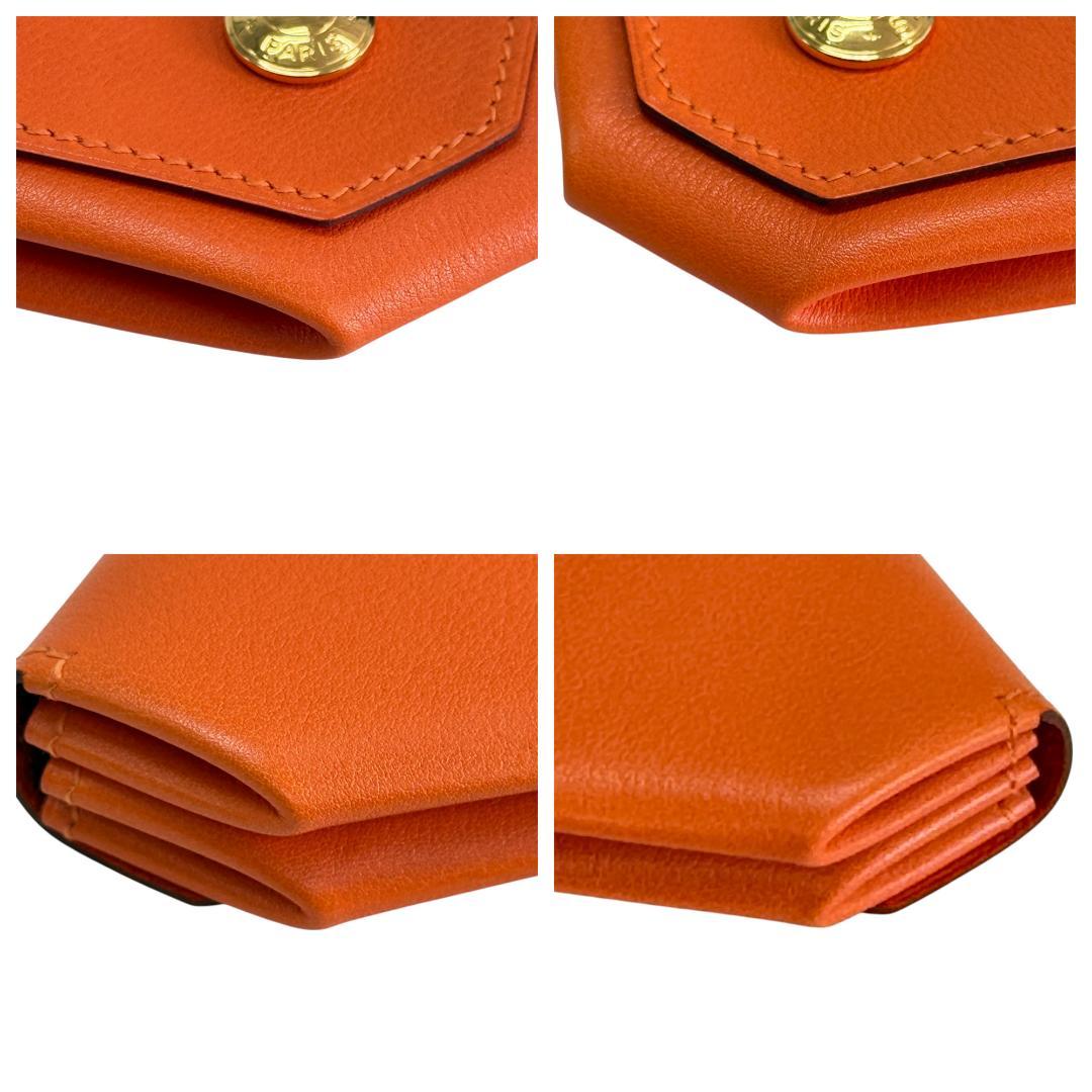 未使用級 HERMES ケース ルヴァンキャトル オレンジ ゴールド金具