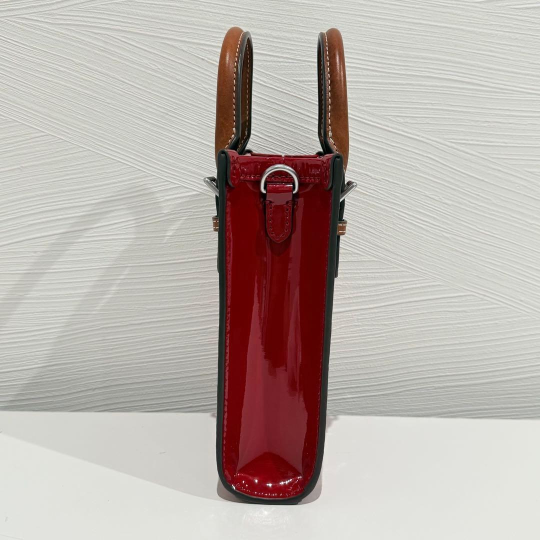 極美品 トリーバーチ レザー ミニトート バッグ 2way レッド系