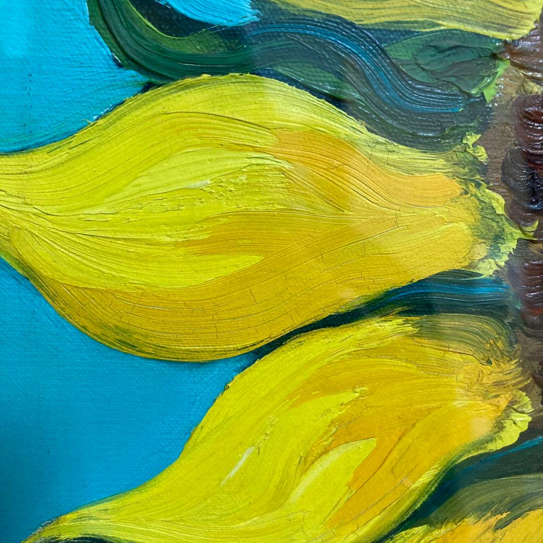 【真作保証】古沢岩美「ひまわり」油彩10号 直筆サイン 裏書き有り 額装 絵画