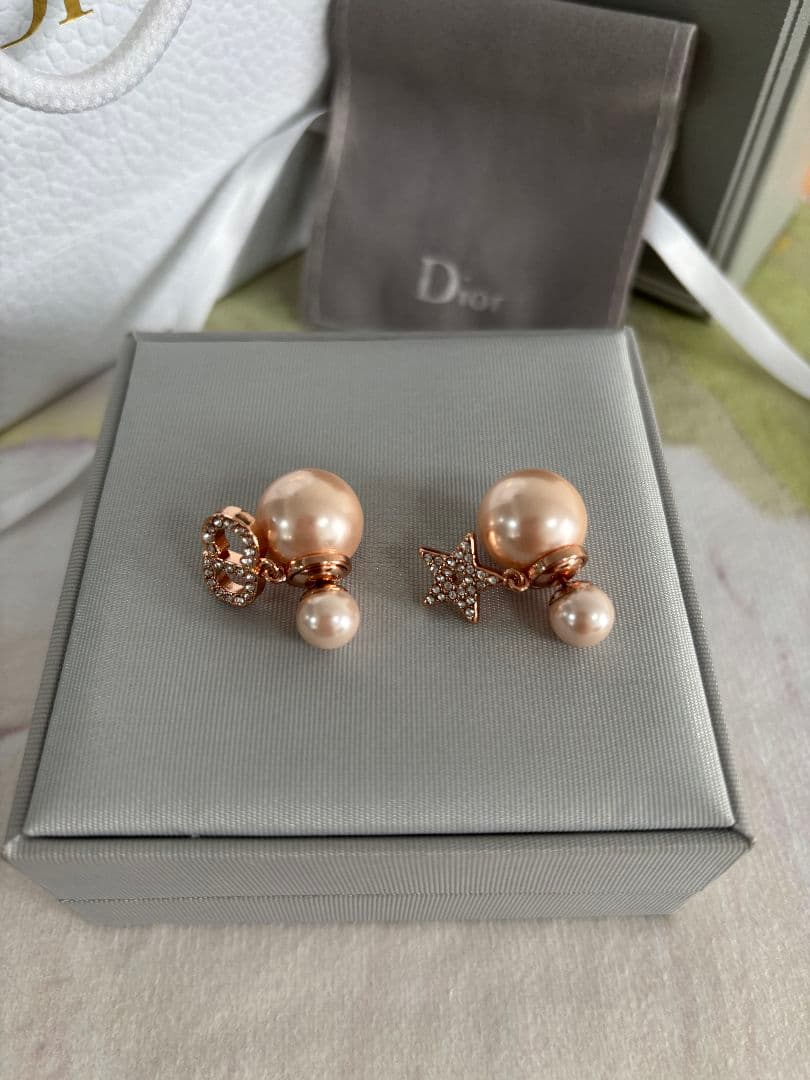 両耳用 ディオール ピアス ピンクパール