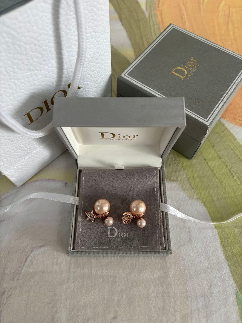 両耳用 ディオール ピアス ピンクパール