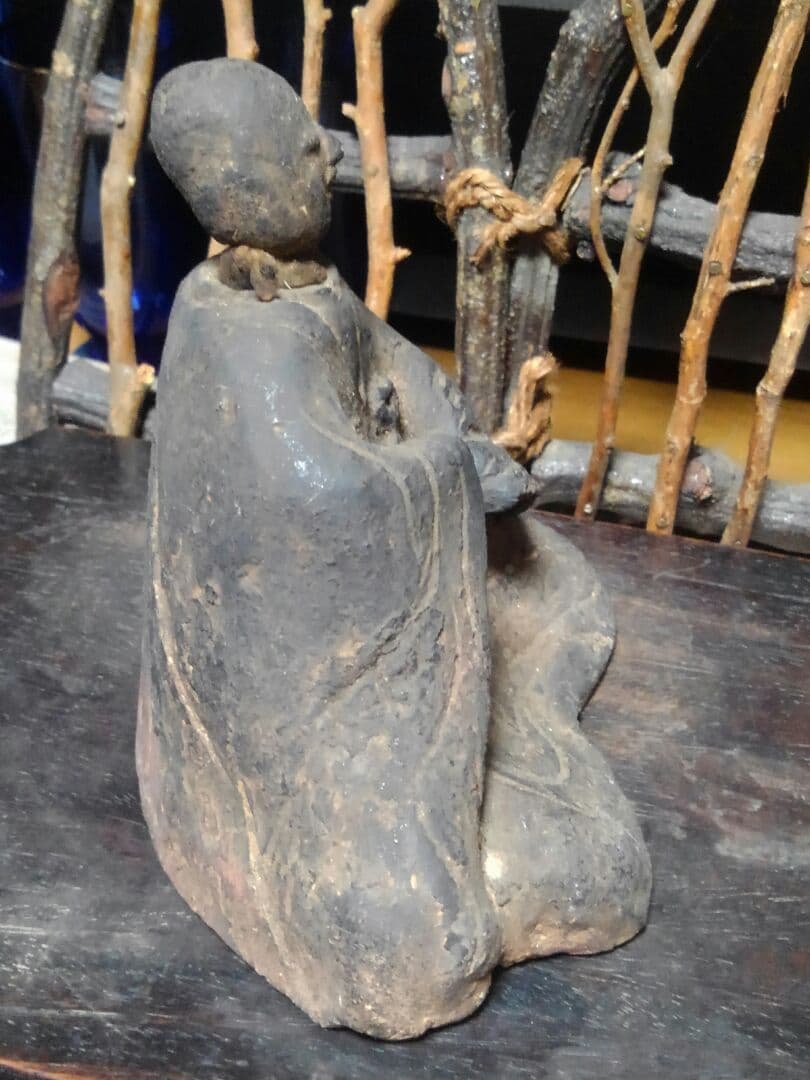 ♥陶製　とても古い　仏像　２　座像　仏壇　仏具　骨董品