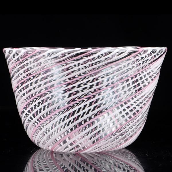 Y2679-2 大正ガラス 深鉢型マーブル渦文 氷コップ 和硝子　＃6