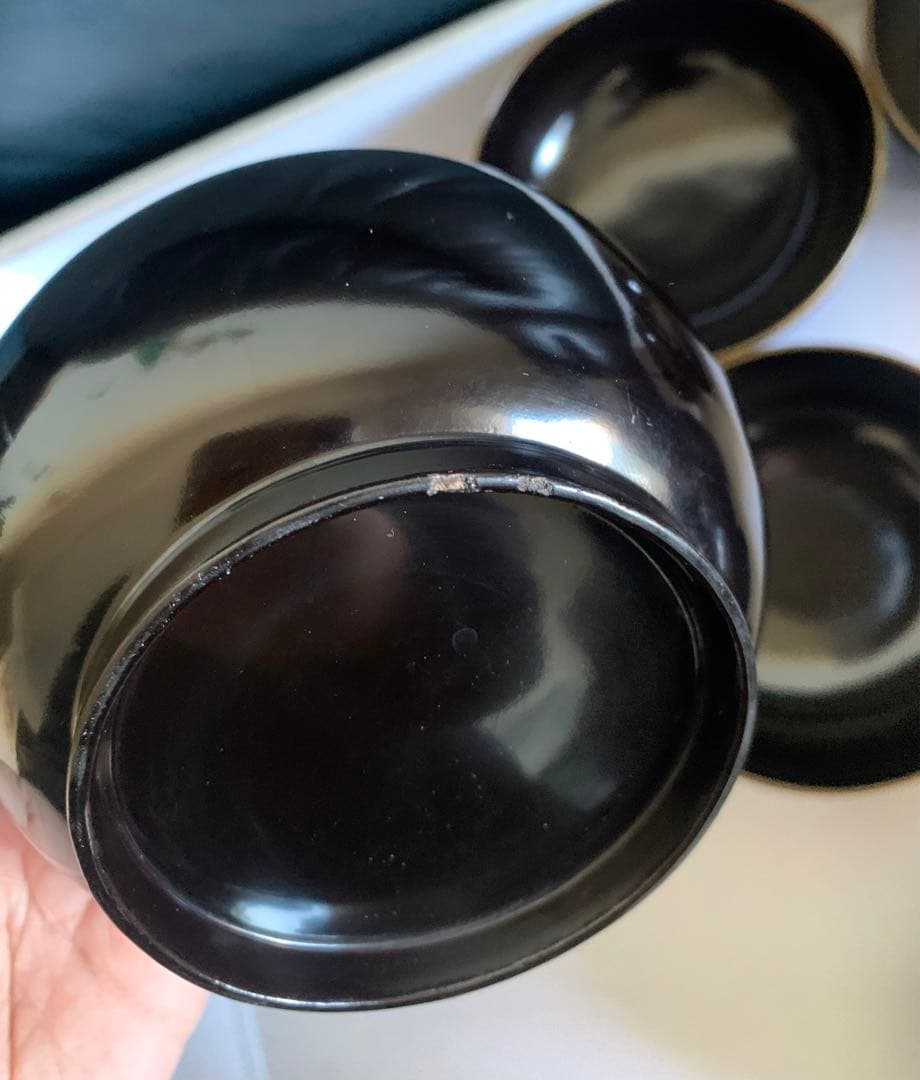 輪島塗　沈金　華の絵　天然木　お碗　蓋付　10客セット　漆器