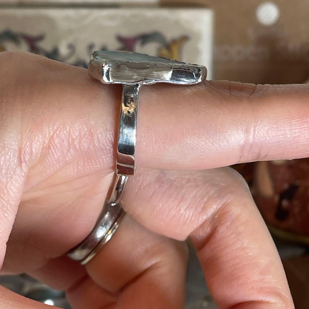 ハンドメイド　シルバー925 　シルバーリング　ボルダーオパール原石