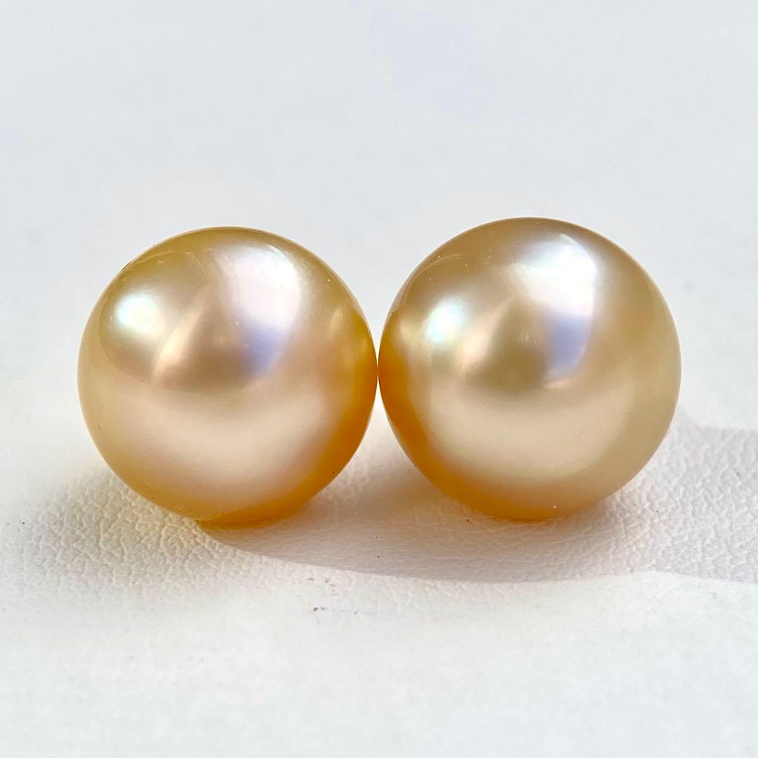 本真珠南洋白蝶真珠ゴールド12.5㍉s925直結ピアスBL929