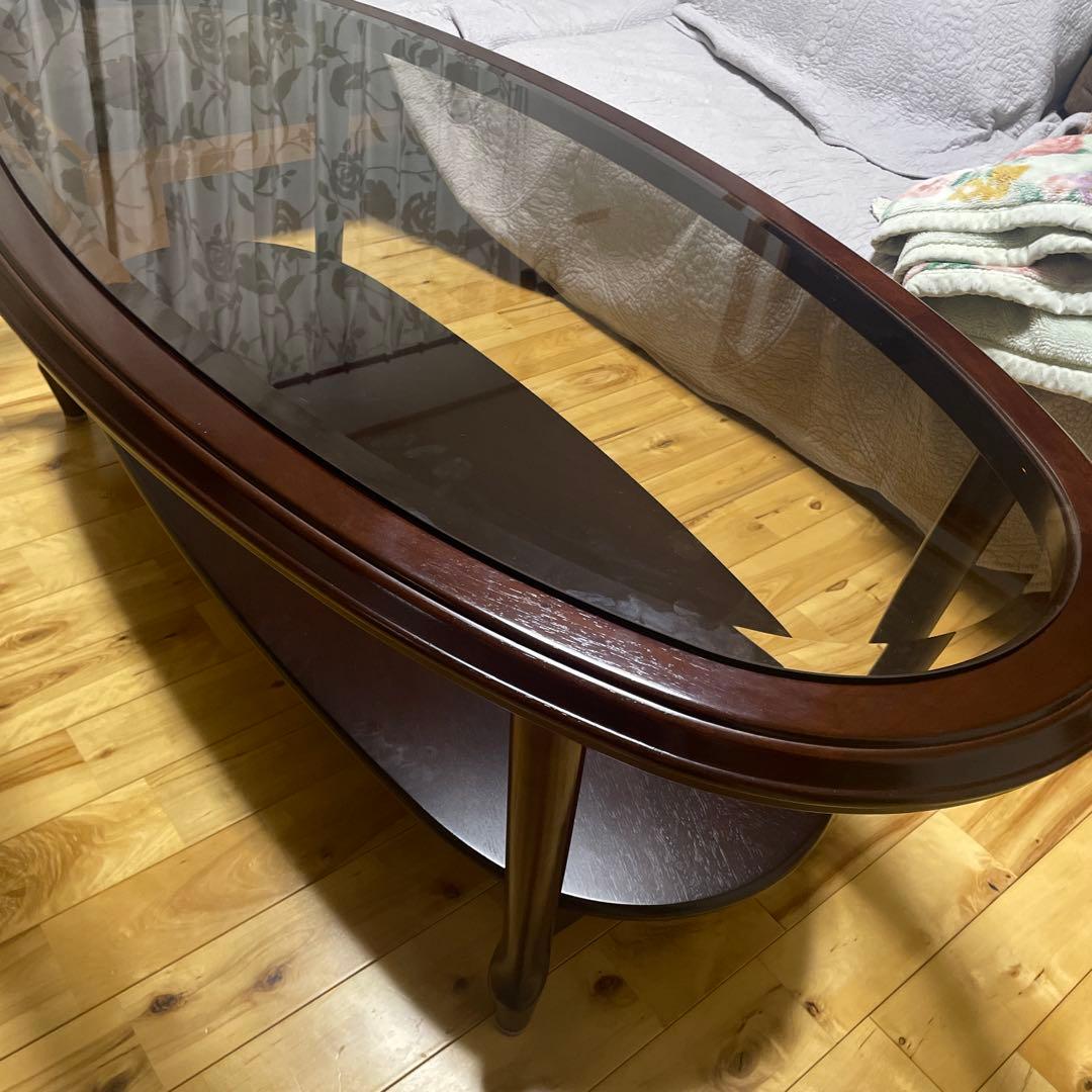 美品　マルニ木工 オーバル 木製センターテーブル 楕円形 クラシカル ビンテージ