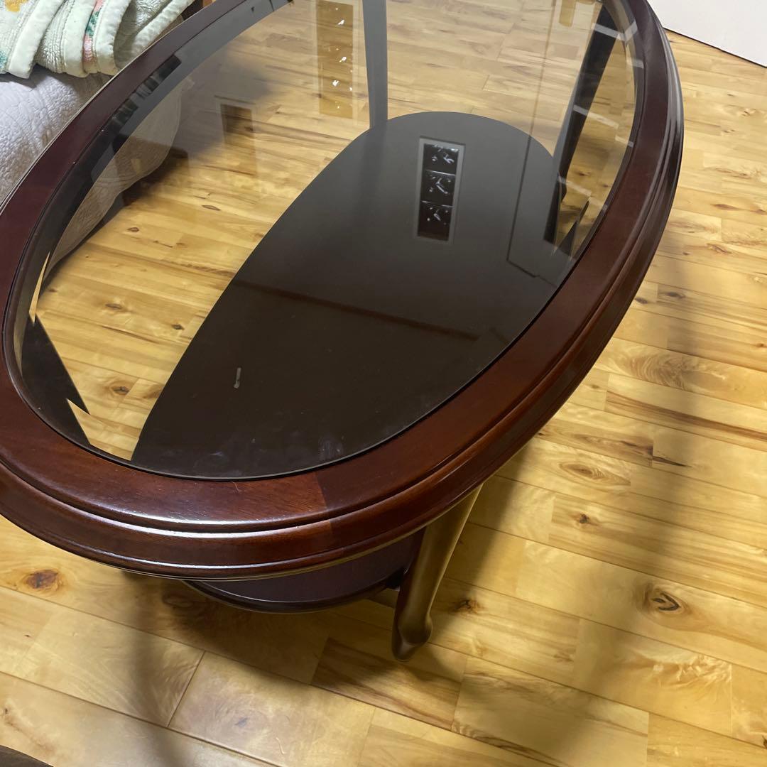 美品　マルニ木工 オーバル 木製センターテーブル 楕円形 クラシカル ビンテージ