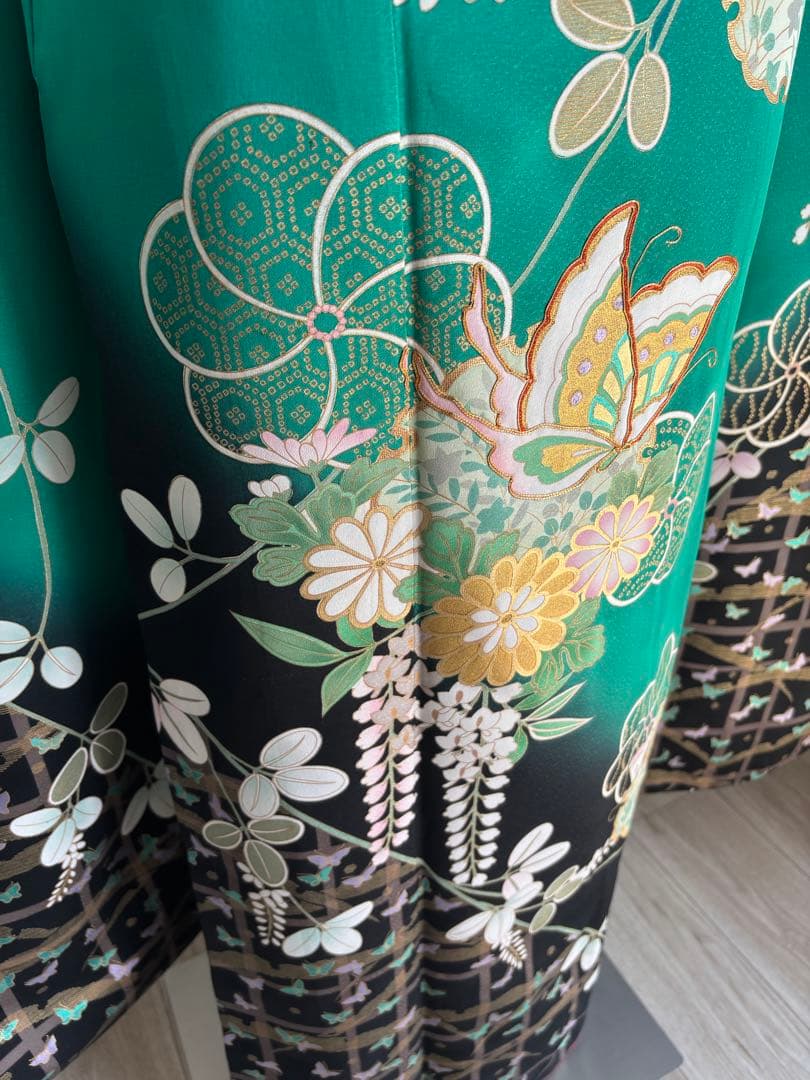 まいめろ　振袖フルセット（６点）＋草履バッグセット正絹　☆クリーニング済み