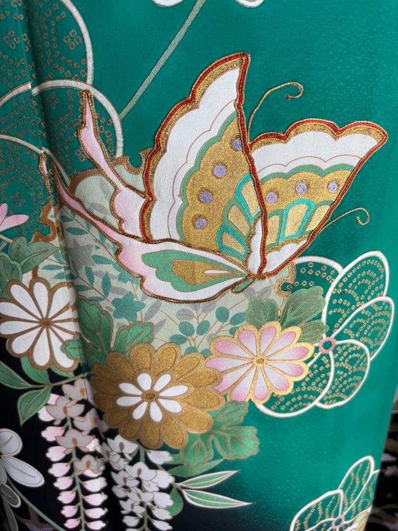 まいめろ　振袖フルセット（６点）＋草履バッグセット正絹　☆クリーニング済み