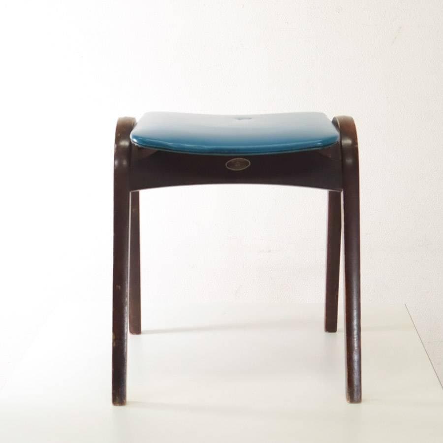 値下秋田木工 剣持勇 スタッキングスツール No.202 ブルー PVC 04