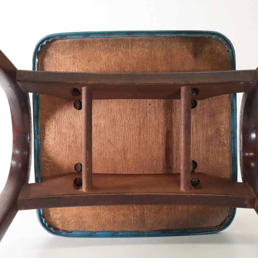 値下秋田木工 剣持勇 スタッキングスツール No.202 ブルー PVC 04