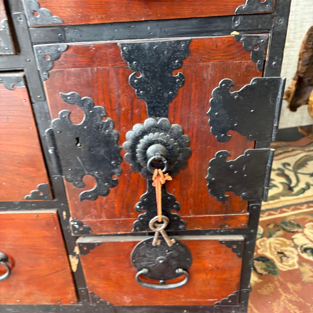 昭和レトロ 古家具 大型 仙台箪笥 4段9杯 引き出し箪笥 和箪笥 ビンテージ