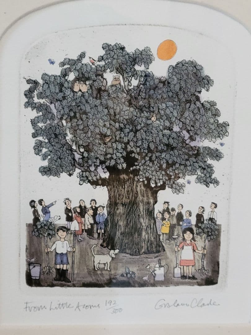 グラハムクラーク★「ちいさなどんぐりから」 192/300部★銅版画彩色