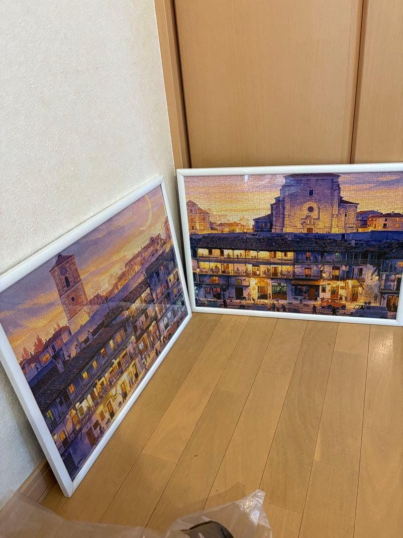 笹倉鉄平　マヨール広場ジグソーパズル 2枚セット　完成品　貴重