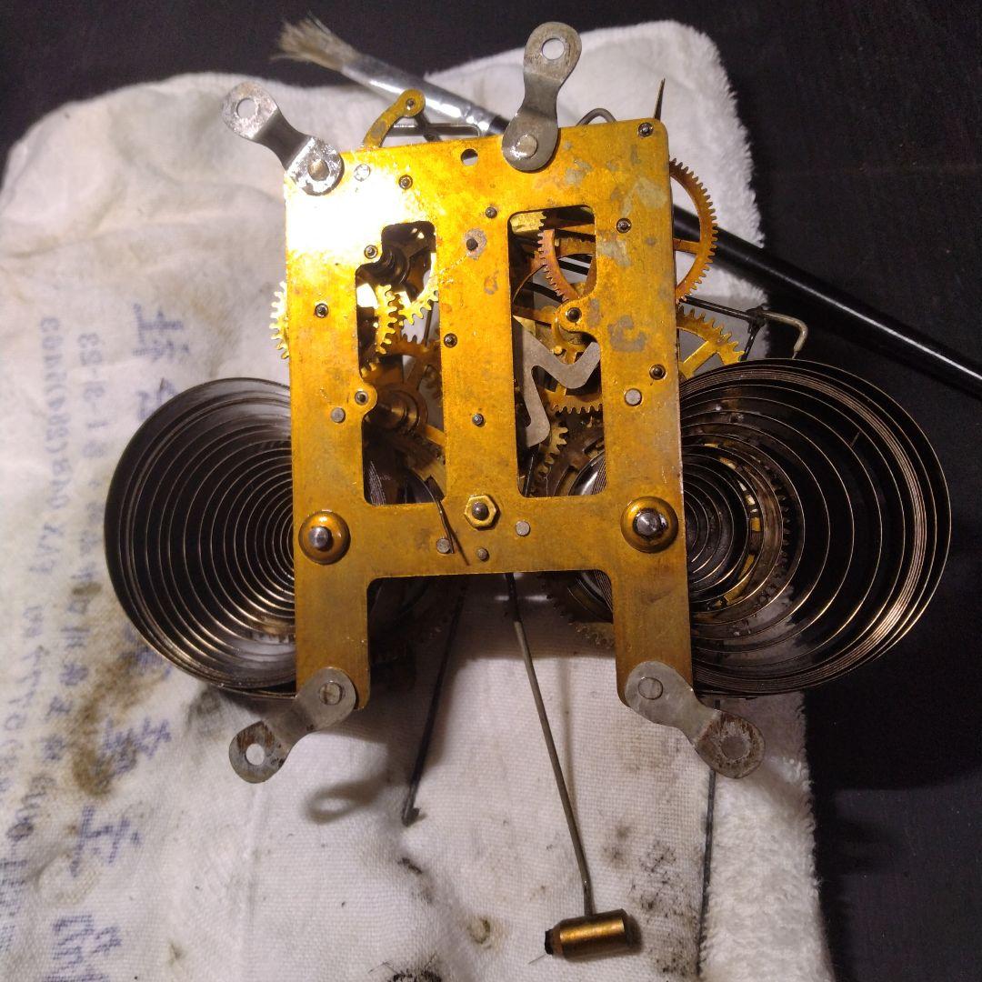 値下！分解ムーブメント洗浄注油動作確認！meiji ゼンマイ 振り子時計 可動品